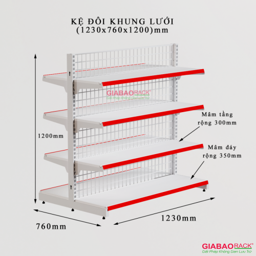 Kệ đôi lưng lưới cao 1,2m dài 1,2m