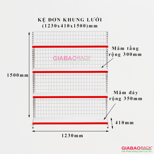 KỆ ĐƠN LƯỚI CAO 1,5M DÀI 1,2M