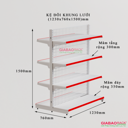 Kệ đôi lưng lưới cao 1,5m dài 1,2m