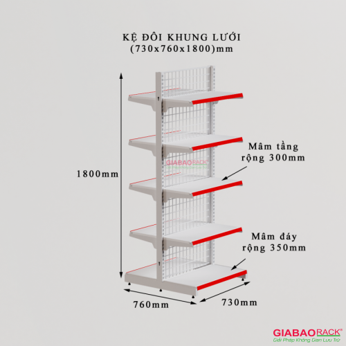 KỆ 2 MẶT CAO 1,8M DÀI 0,7M
