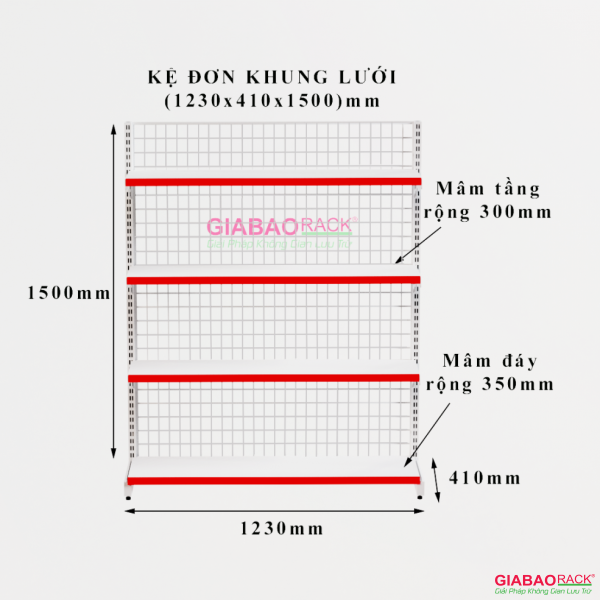 KỆ ĐƠN LƯỚI CAO 1,5M DÀI 1,2M