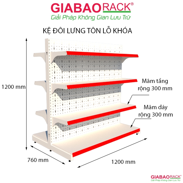 Kệ siêu thị đôi lưng tôn đục lỗ